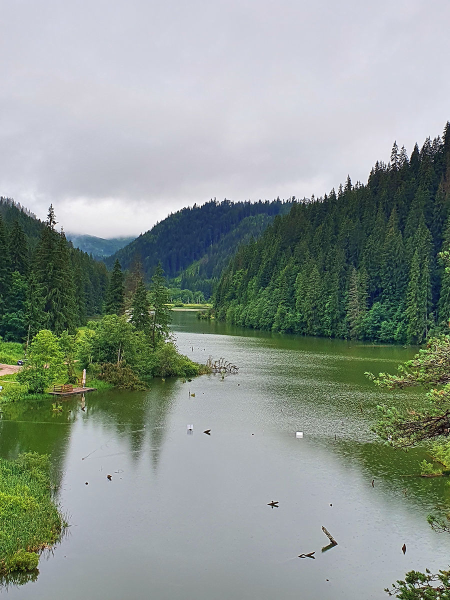 Lacul Rosu, hier entspringt der Fluss Bicaz Lacul Rosu, hier entspringt der Fluss Bicaz